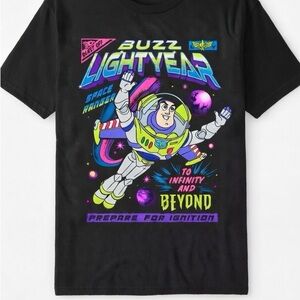 Gildan Black Buzz Lightyear Graphic Tee with Neon Accents